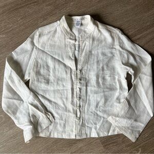 Jillian Jones 100% linen white blouse sz S